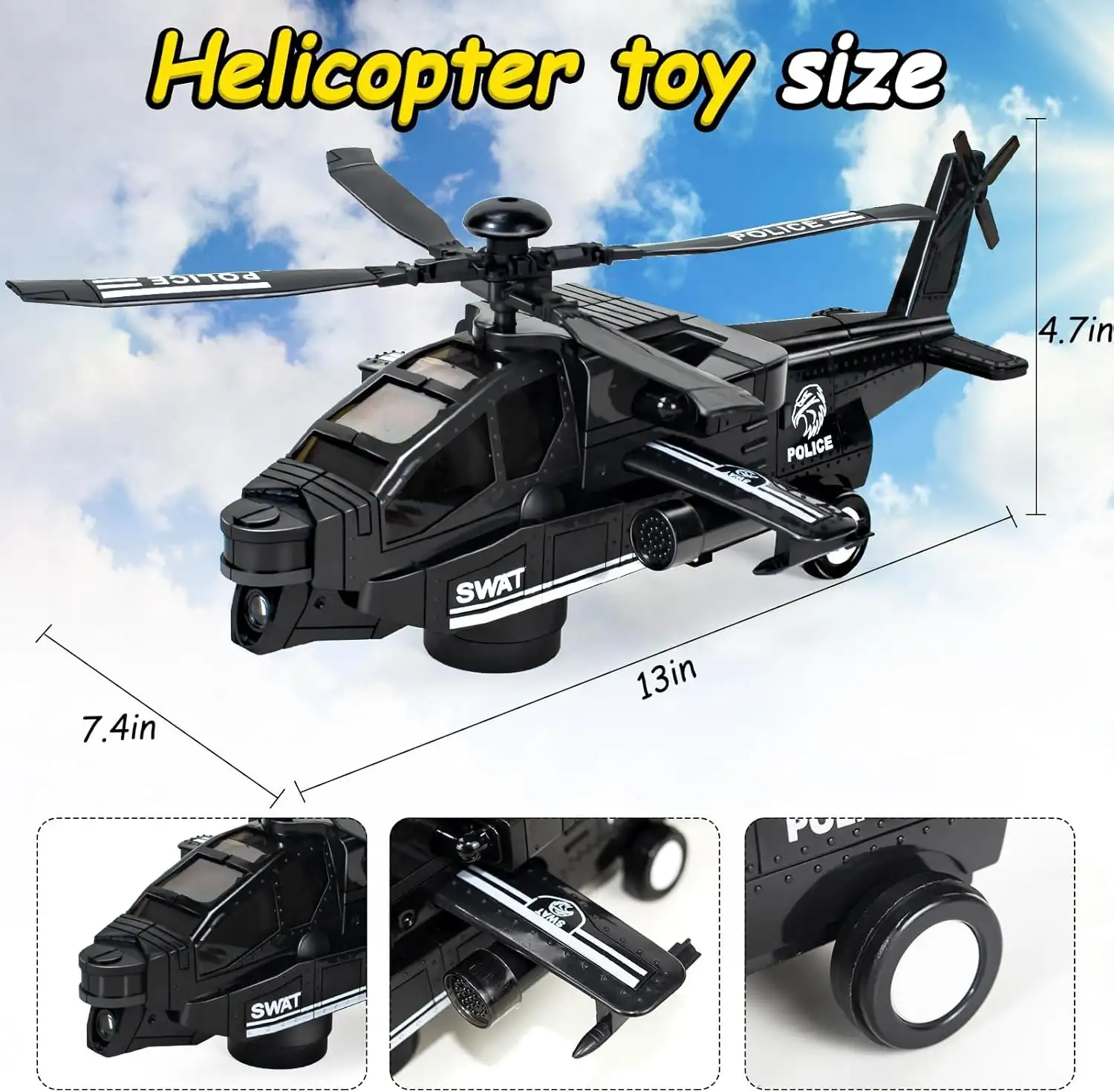 Projection Police Helicopter Toy with Lights Music