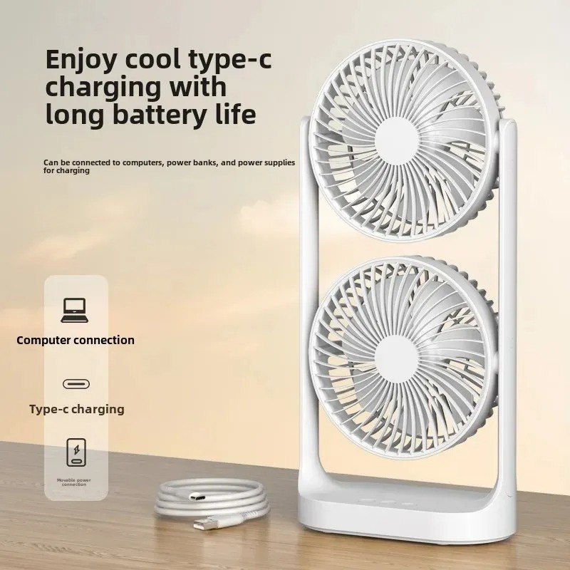 Portable Double Head Desktop Fan